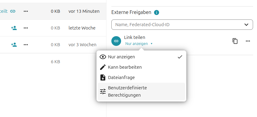 Externe Freigabe - Öffentlicher Link